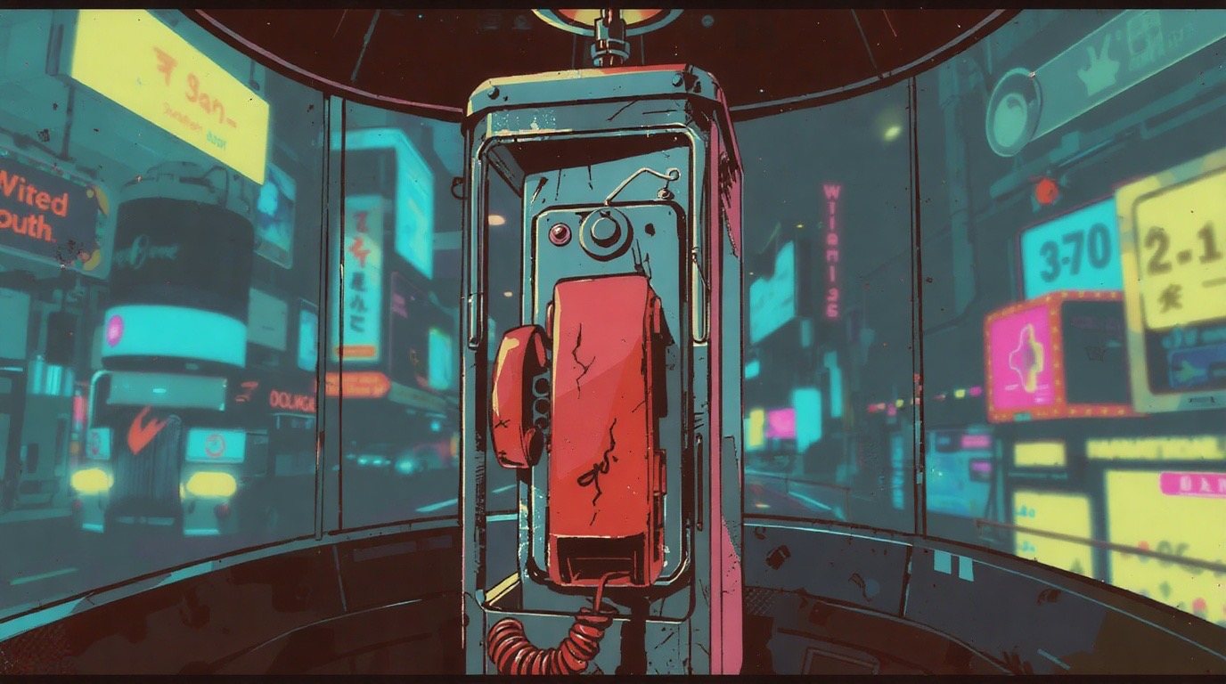 The phone inside the booth