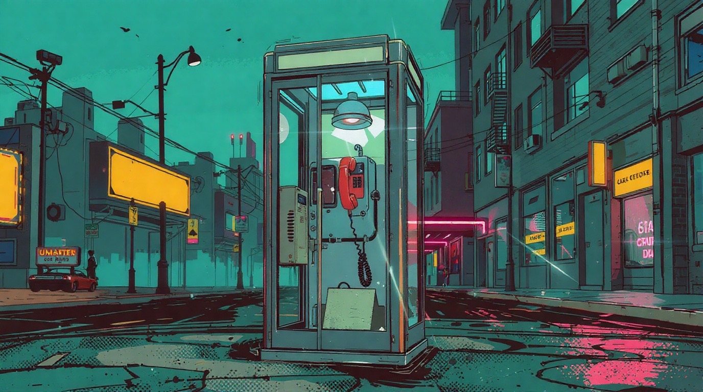 A phone booth in Crypto City